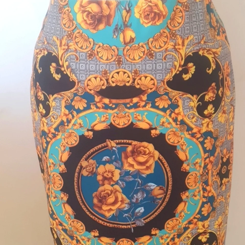 ECI New York Size S (approx 14) Floral Yellow Stretch Skirt - Picture 2 of 7